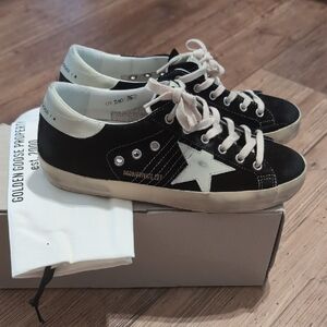 Golden Goose Black Suede Sneakers with White Star
